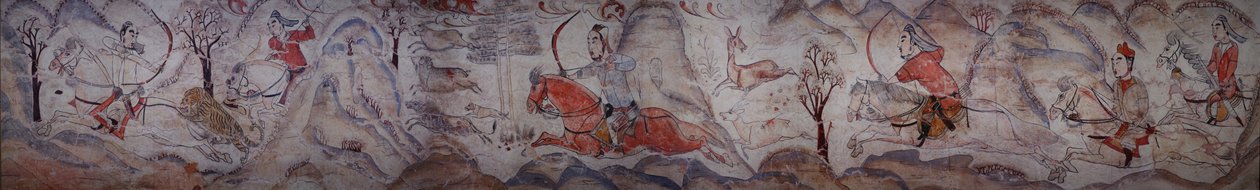 Muurschildering uit een graf van de Noordelijke Qi-dynastie in Jiuyuangang, Xinzhou door Unbekannt Unbekannt