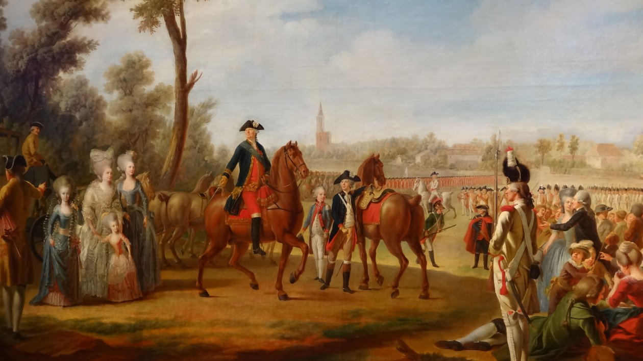 Review van het Condé regiment in Straatsburg door Unbekannt Unbekannt