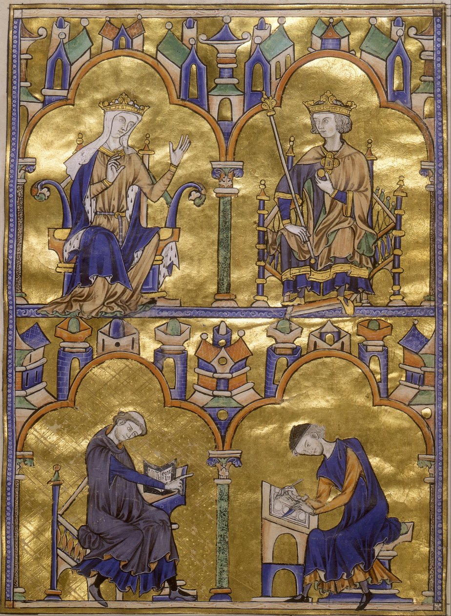 Blanche van Castilië en Koning Lodewijk IX van Frankrijk; Auteur Dicteert aan een Schrijver door Unbekannt Unbekannt