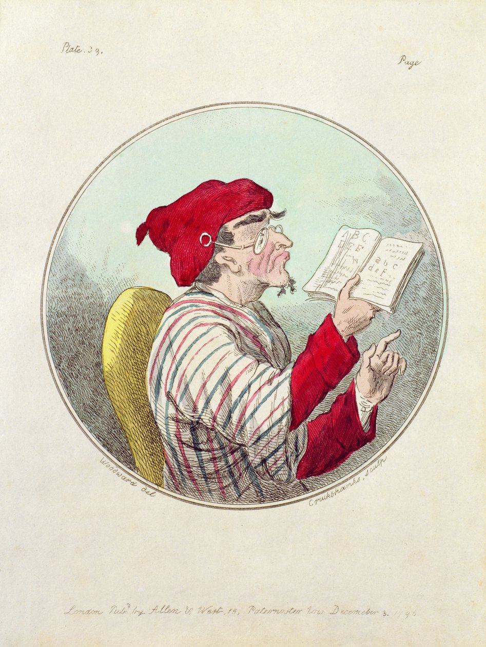 Cartoon van een geleerde door Cruikshank door Unbekannt Unbekannt