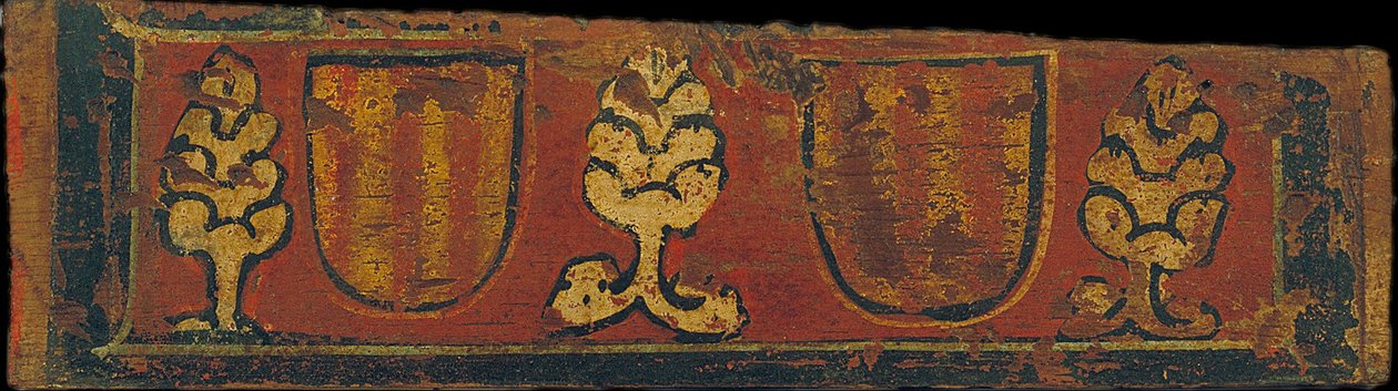 Plafondpaneel met gestreepte wapenschilden van het Huis van Barcelona en plantmotieven door Unbekannt Unbekannt