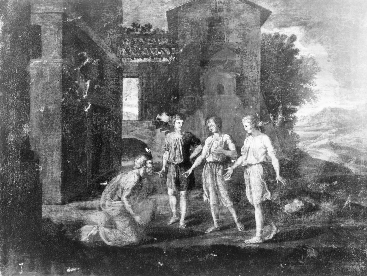 Frans - Abraham en de Engelen door Unbekannt Unbekannt