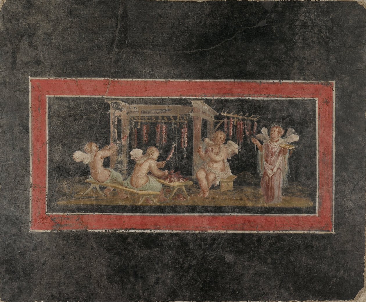 Frescofragment met vier cupido
