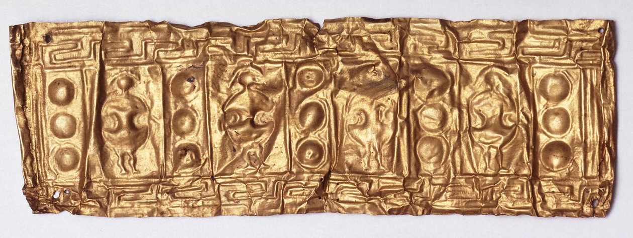 Gouden band met ingedrukte decoratie (borstornament) door Unbekannt Unbekannt
