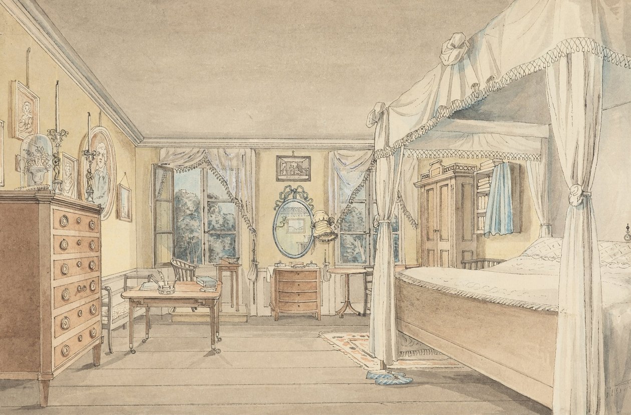 Interieur van een Slaapkamer door Unbekannt Unbekannt