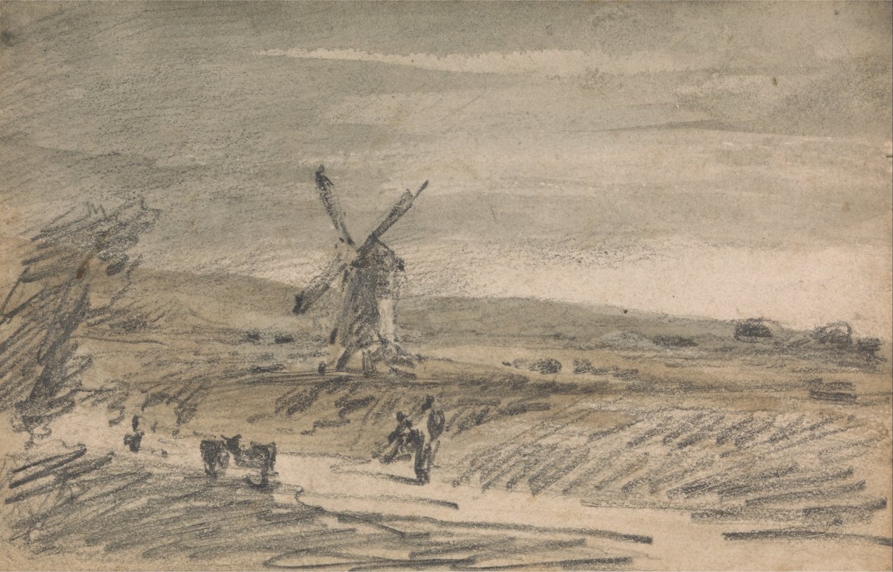 Landschap met windmolen door Unbekannt Unbekannt