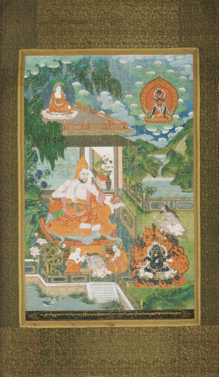 Acarya Bhavaviveka bekeert een ongelovige tot het boeddhisme door Unbekannt Unbekannt