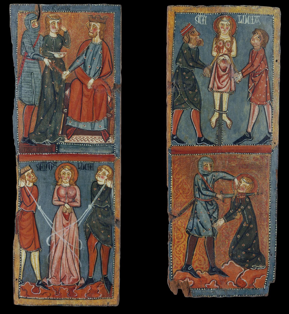 Panelen met scènes van het martelaarschap van Sint Lucia door Unbekannt Unbekannt