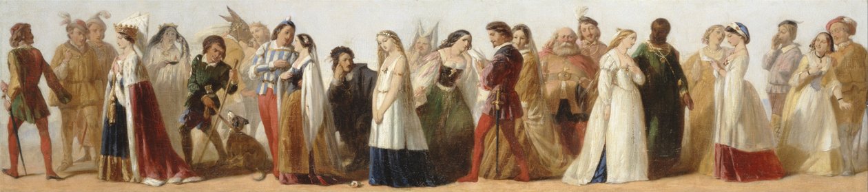 Processie van personages uit Shakespeares toneelstukken door Unbekannt Unbekannt