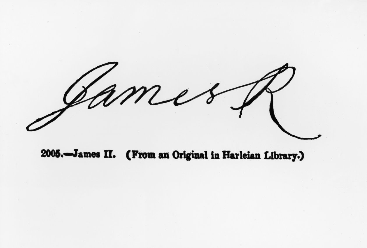 Reproductie van de handtekening van James II (1633-1701) door Unbekannt Unbekannt