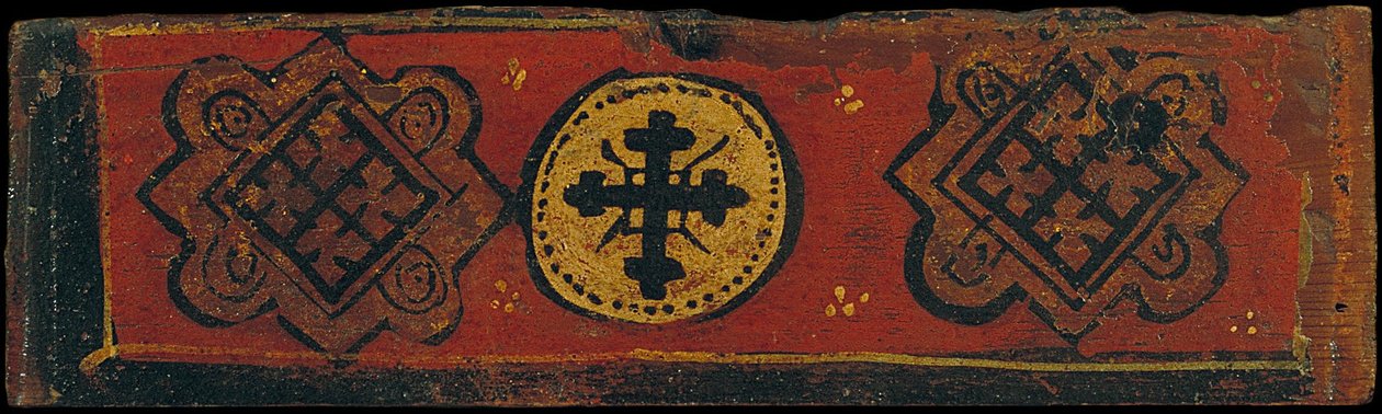 Kleine Kassettedakpaneel met een Kruis en Wapenschilden in Ruitvorm door Unbekannt Unbekannt