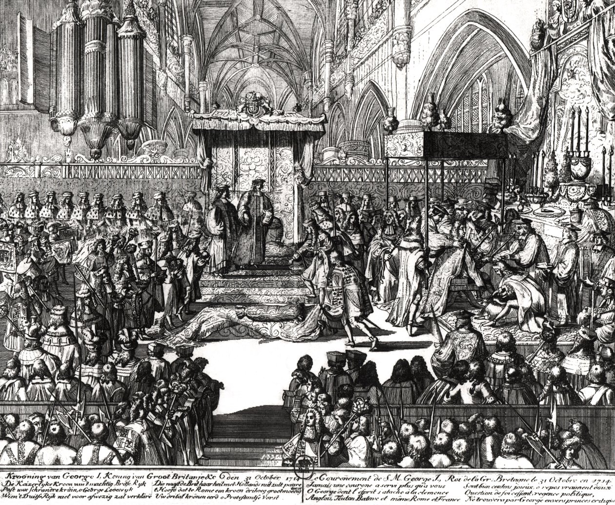 De kroning van koning George I in Westminster Abbey, 31 oktober 1714 door Unbekannt Unbekannt