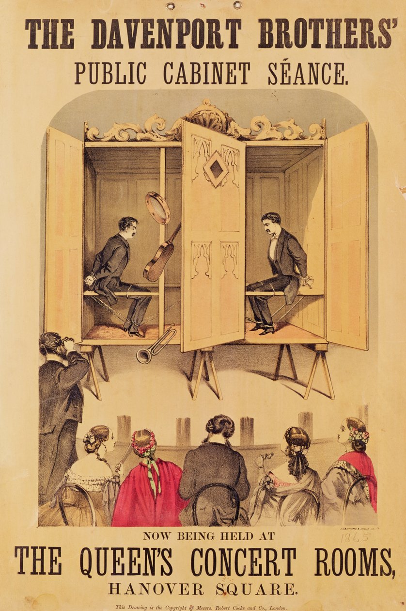 De Davenport broers, poster voor Seance, 1865 door Unbekannt Unbekannt