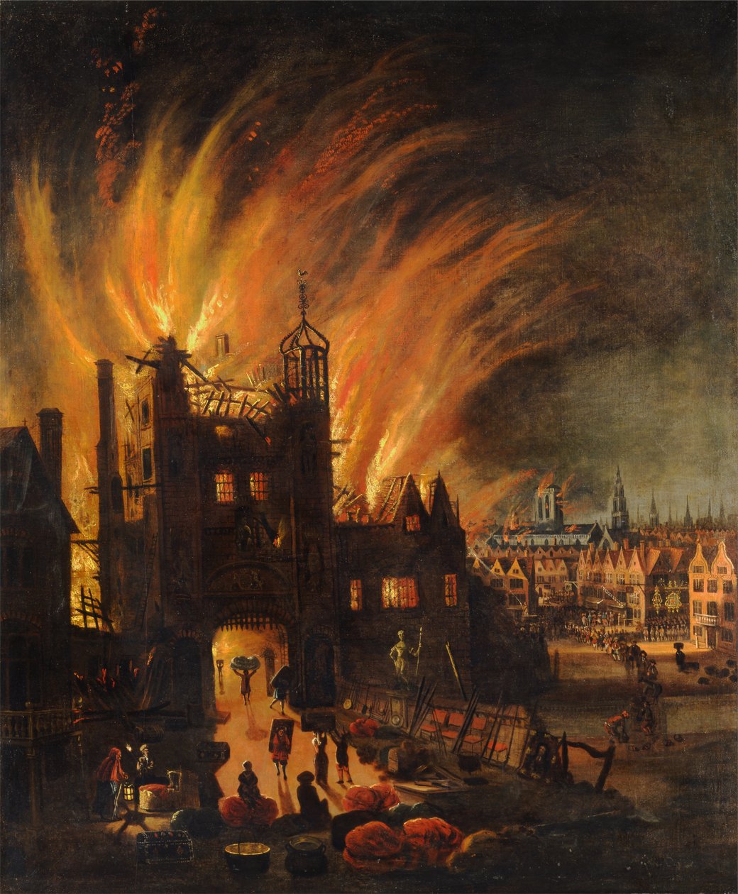 De Grote Brand van Londen, met Ludgate en Oude St. Pauls door Unbekannt Unbekannt