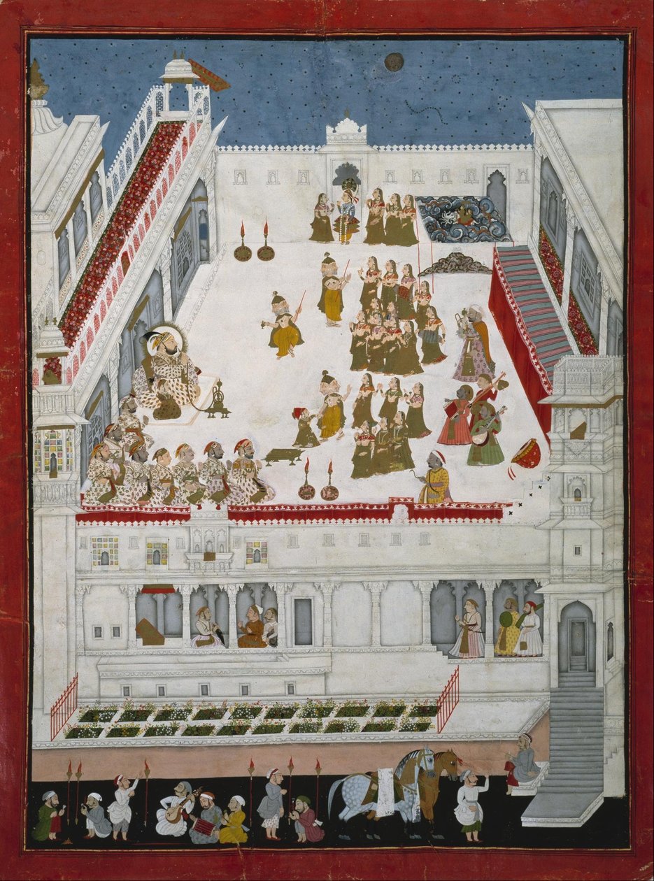 Maharana Jagat Singh II en Edelen die de Raslila Dansdrama
