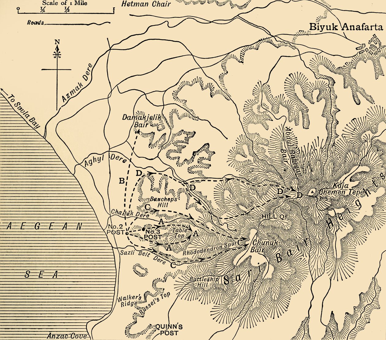 ANZAC opmars, Gallipoli-schiereiland, Eerste Wereldoorlog, 1915 door Unbekannt
