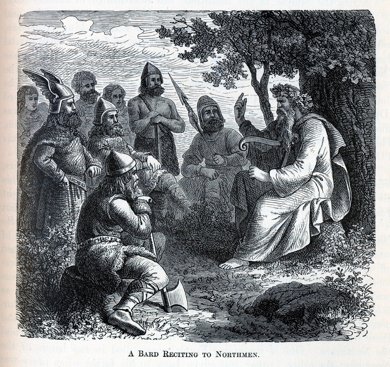 Een bard die voordraagt aan Noormannen, 1882 door Unbekannt
