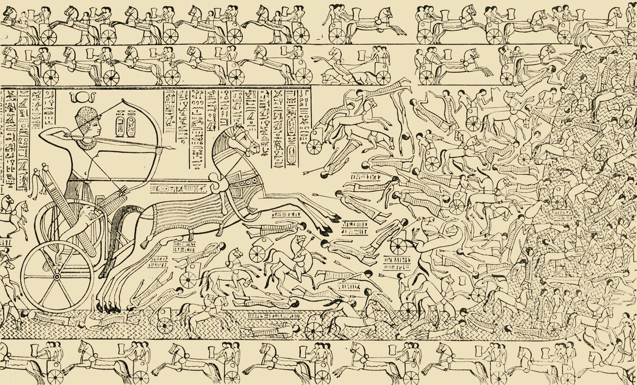 Een gevechtsscène uit het Rameseum in Thebe, 1890 door Unbekannt