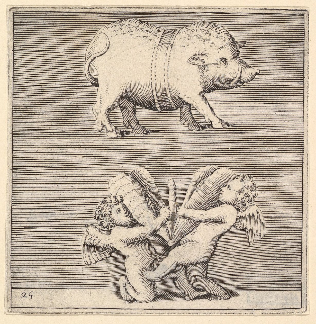 Een Geklede Varken en Twee Cupido