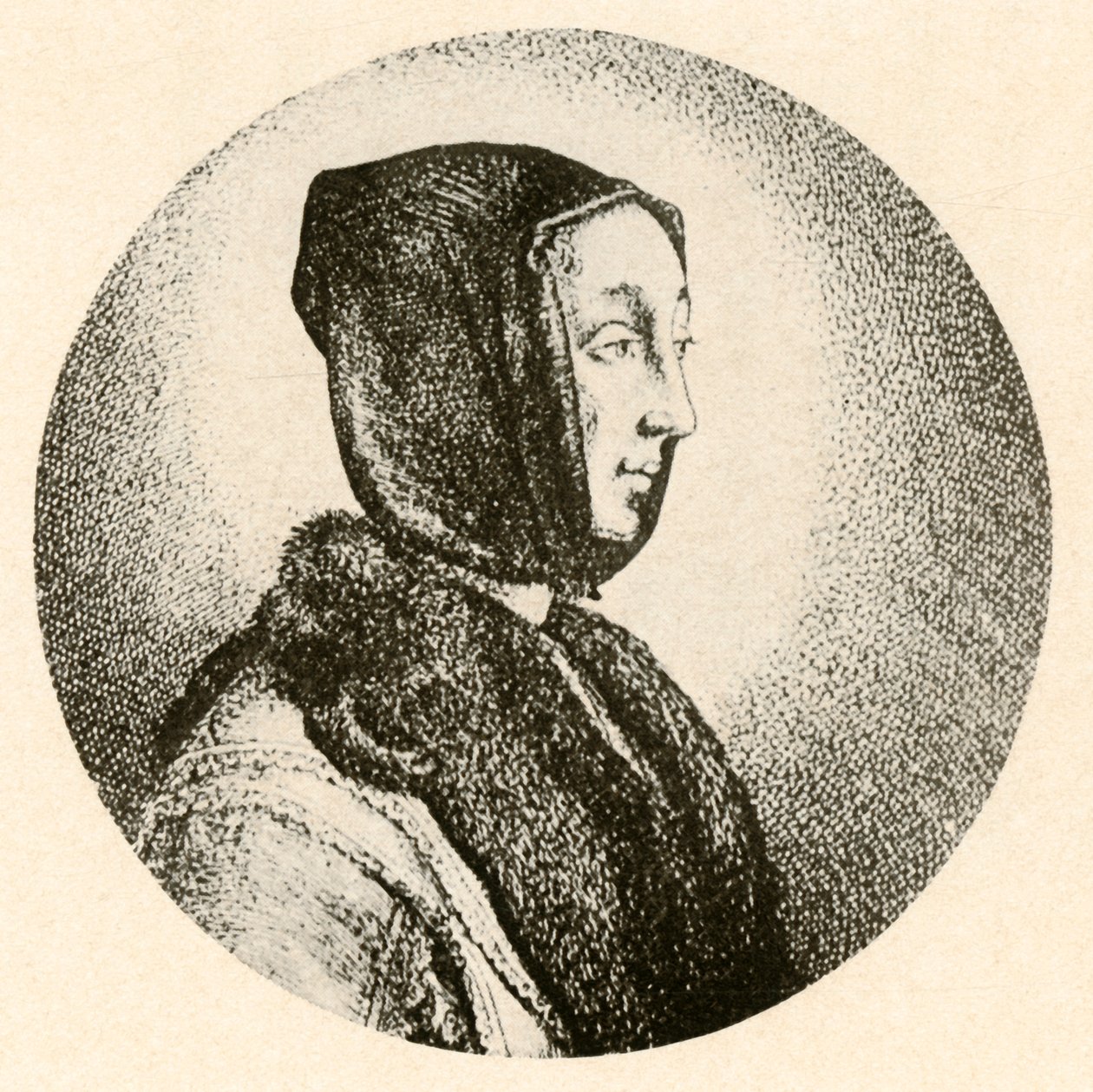 Een Nederlandse dame in bontkraag en kap door Unbekannt