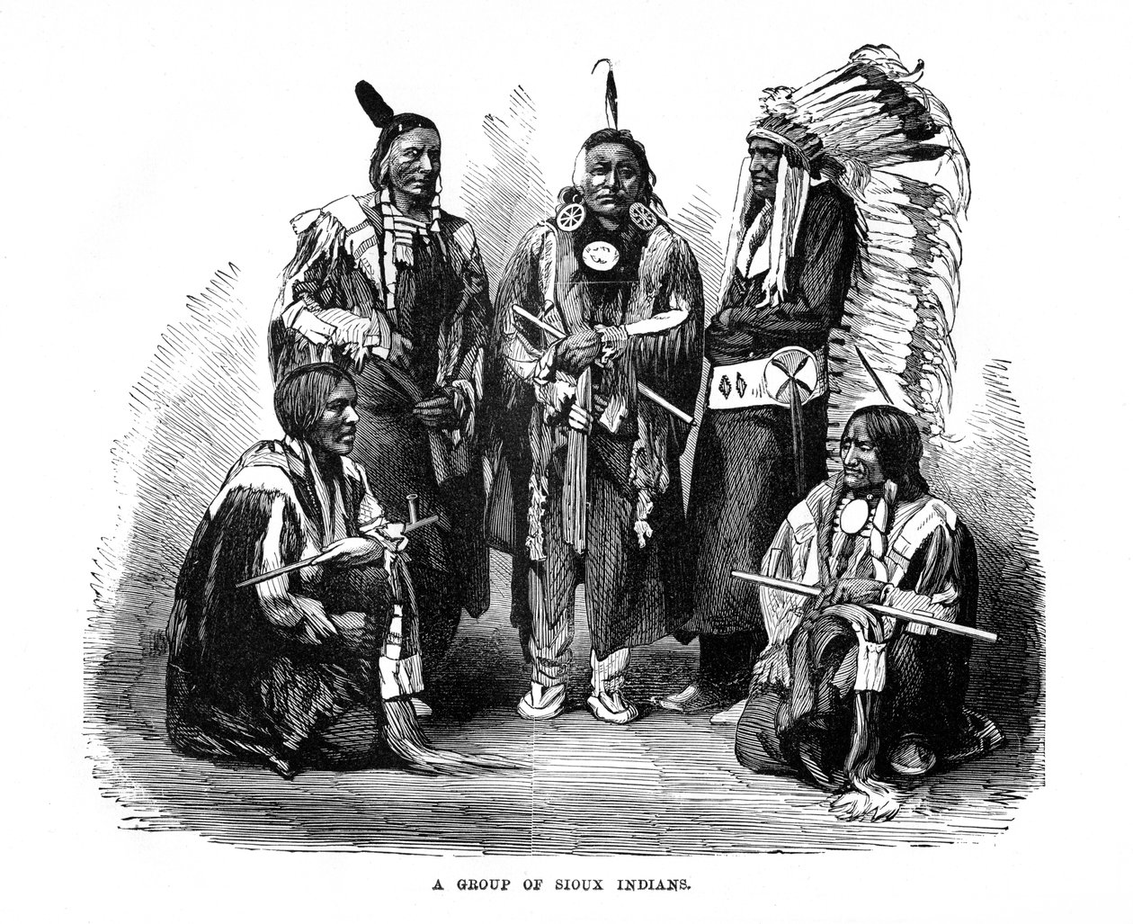 Een Groep Sioux Indianen, 1872 door Unbekannt