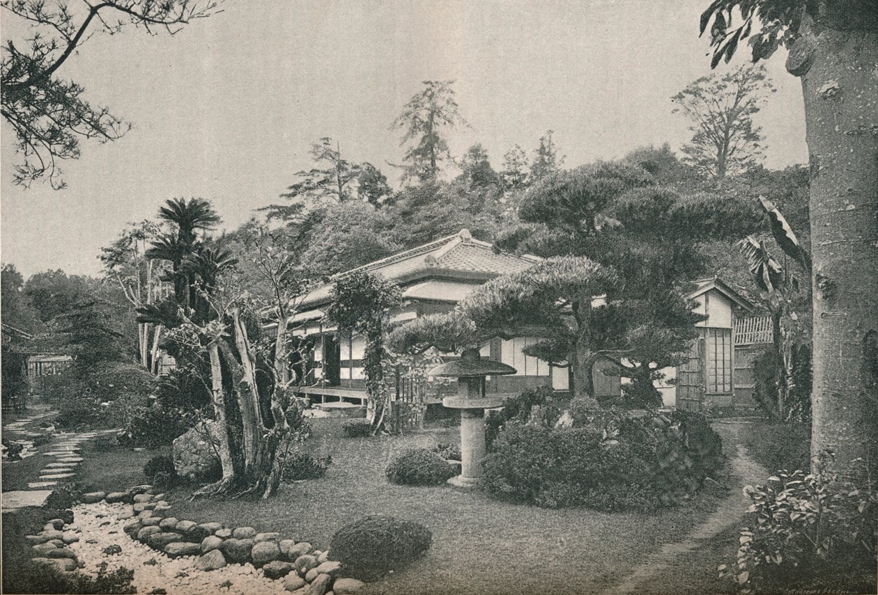 Een privétuin in Yokohama, ca. 1892 door Unbekannt
