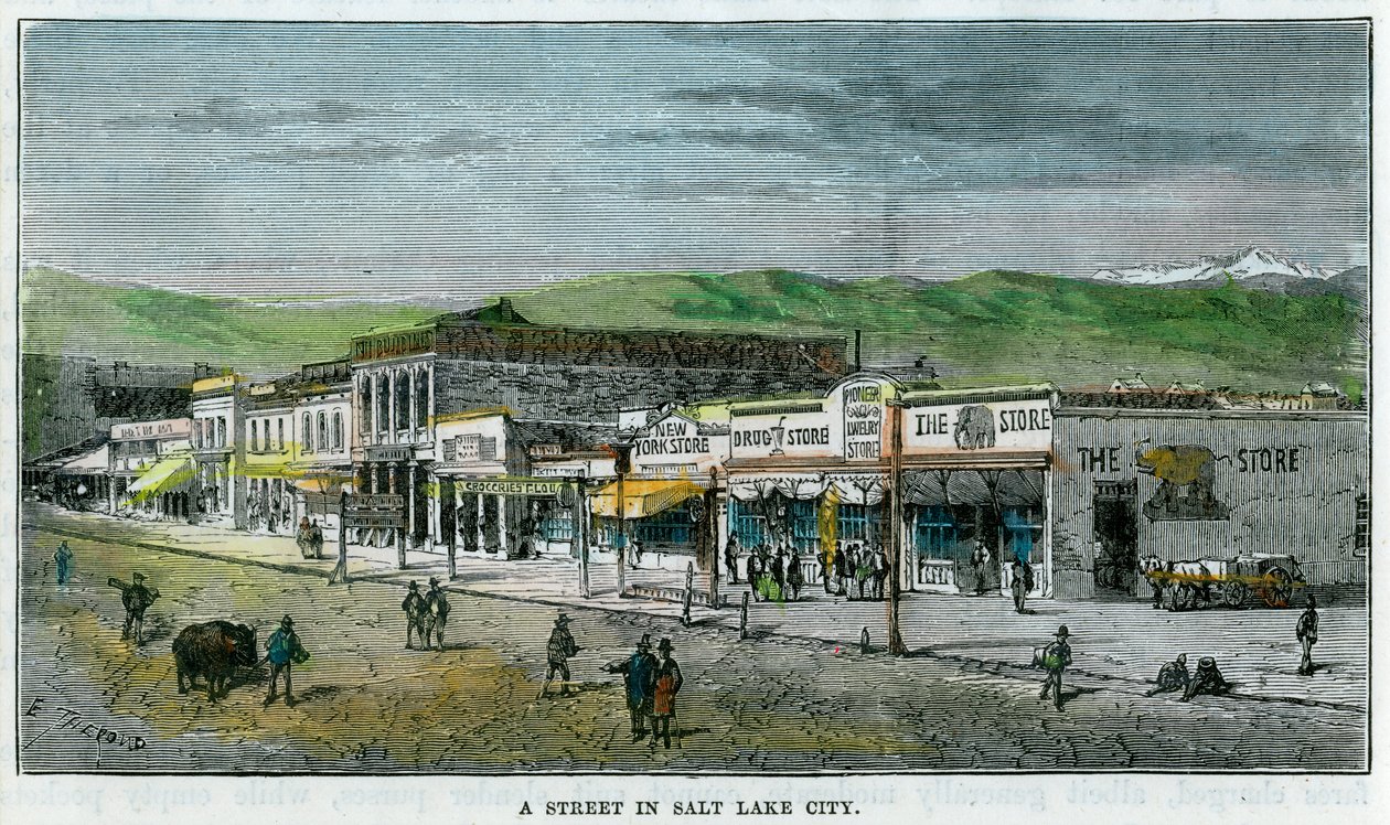 Een Straat in Salt Lake City, Utah, VS, c1880 door Unbekannt