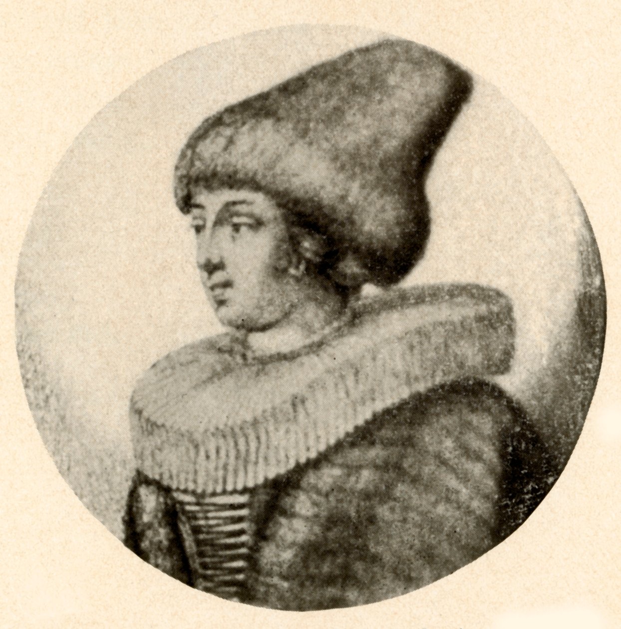 Een Zweedse dame in puntige bontmuts en kraag, 1640 door Unbekannt