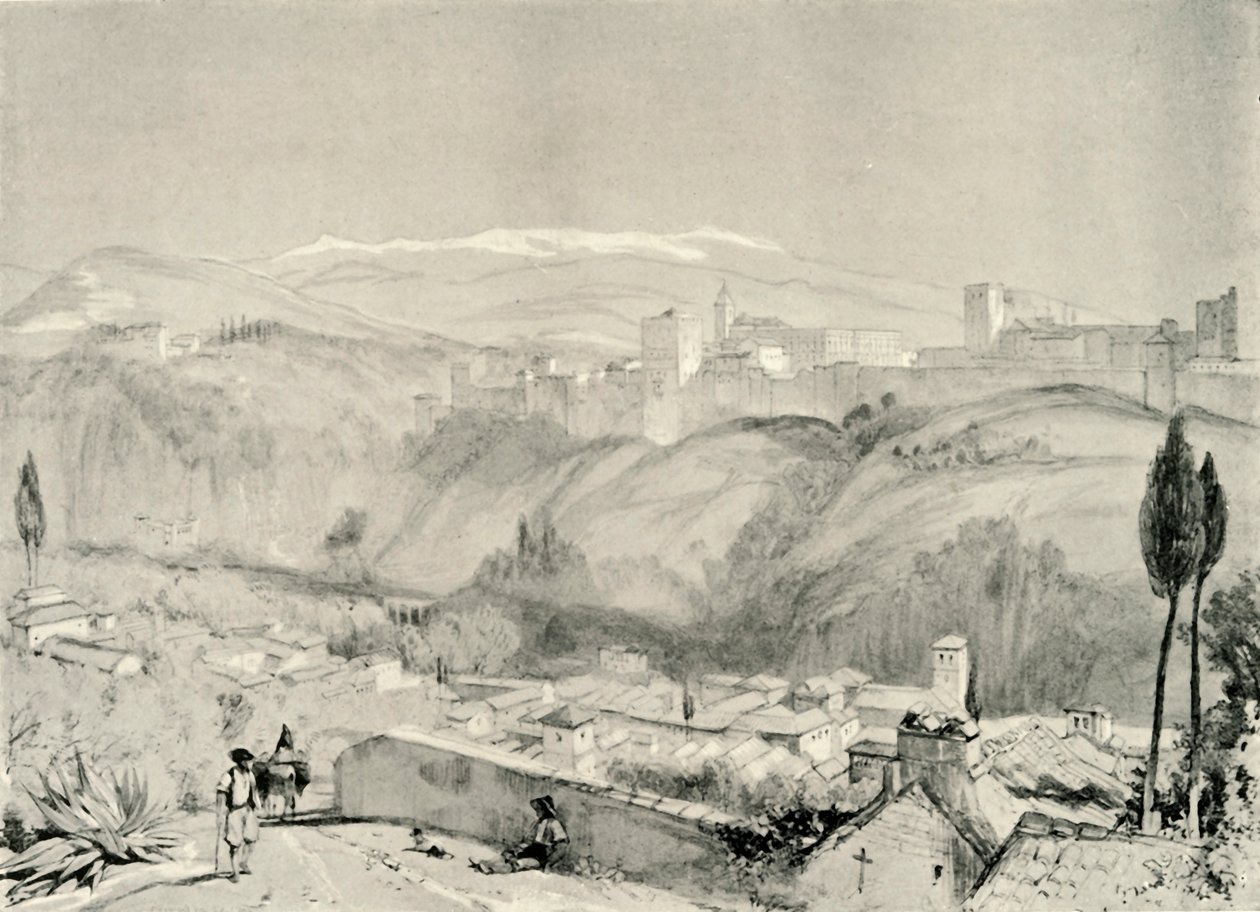 Een Uitzicht op het Alhambra vanaf de Albaycin, 19e eeuw, 1907 door Unbekannt