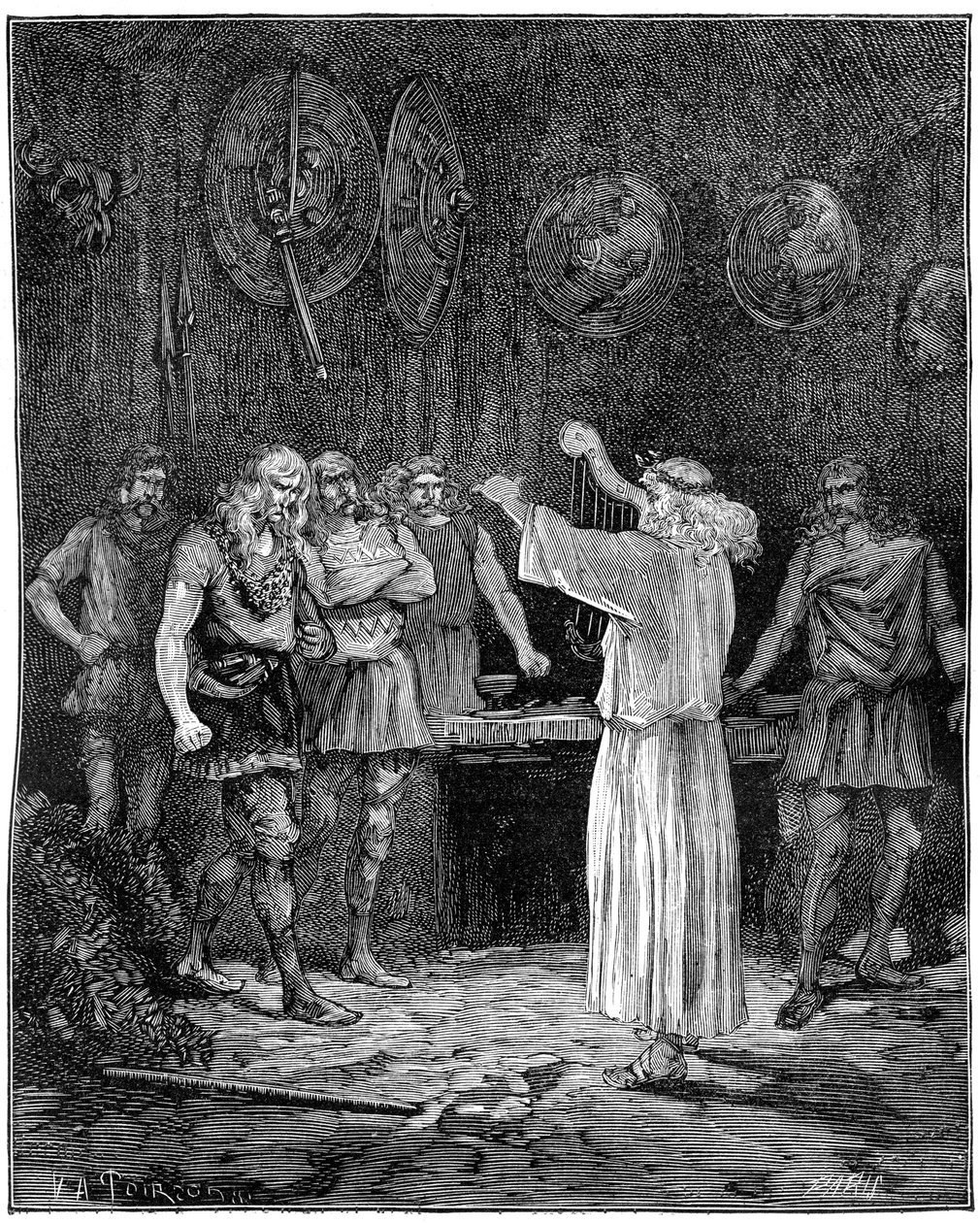 Een bard die de nobele tradities van de familie reciteert, 1882-1884 door Unbekannt