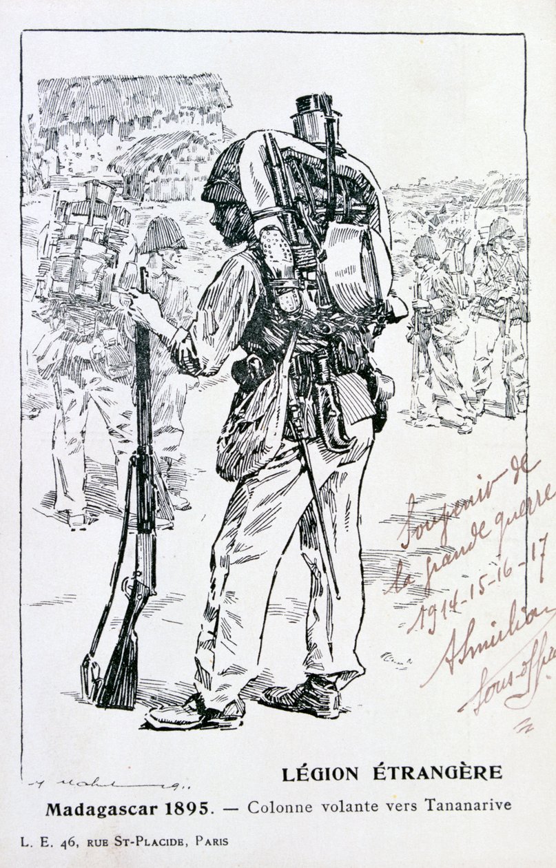 Een colonne van het Franse Vreemdelingenlegioen op weg naar Tananarive, Madagaskar, 1895 door Unbekannt