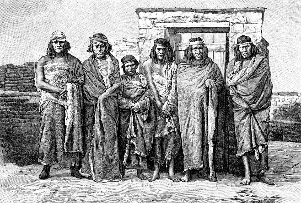 Een groep Patagoniërs, Argentinië door Unbekannt