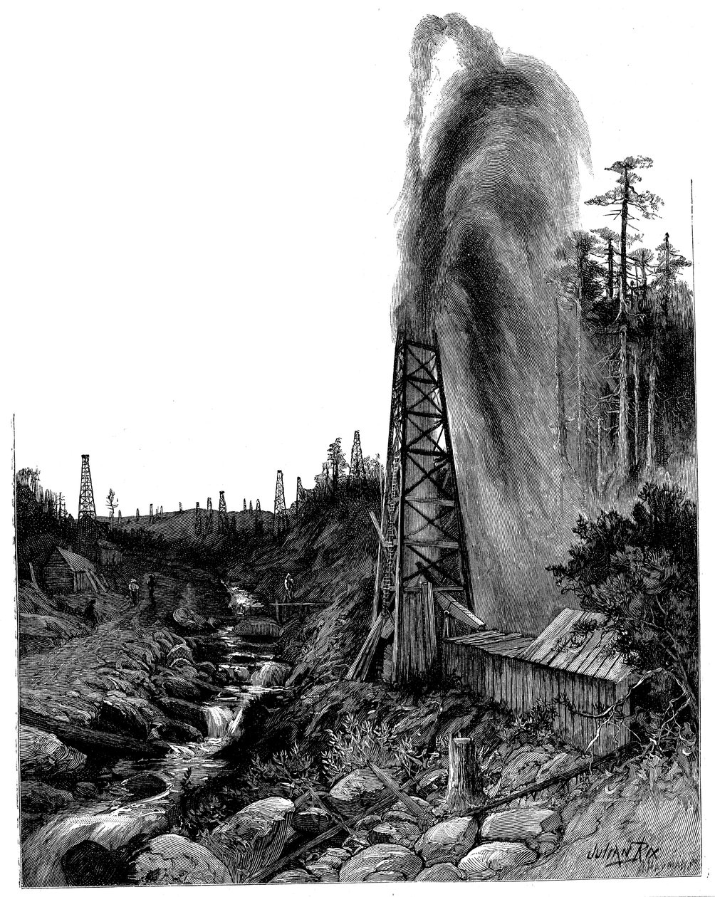 Een oliebron in de Pennsylvanische olievelden, VS, 1886 door Unbekannt