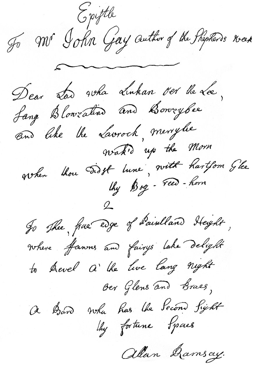 Een brief van Allan Ramsay aan John Gay, 18e eeuw, 1840 door Unbekannt