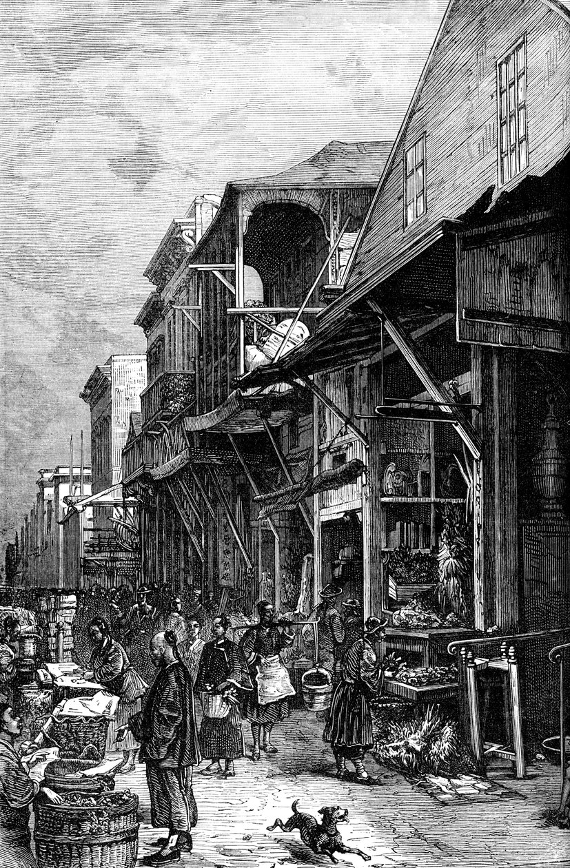 Een marktplein in San Francisco, Californië, VS, midden 19e eeuw, ca. 1880 door Unbekannt