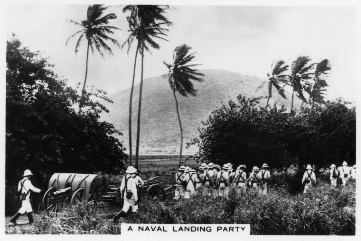 Een marine landingsploeg, St Kitts, West-Indië door Unbekannt