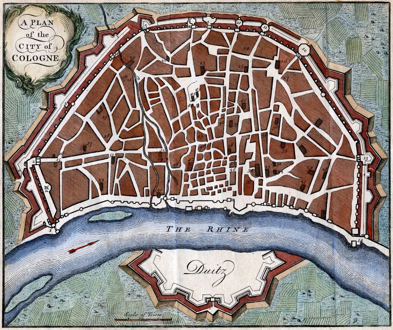 Een plan van de stad Keulen door Unbekannt