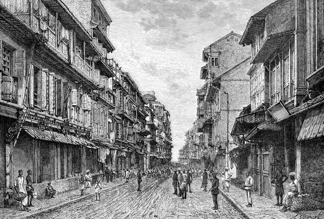 Een straat in Bombay, India, 1895 door Unbekannt