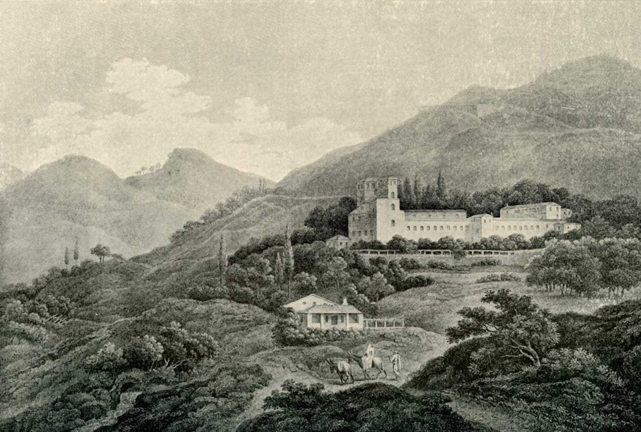 Een uitzicht op de Koninklijke Villa van de Generalife in Granada door Unbekannt