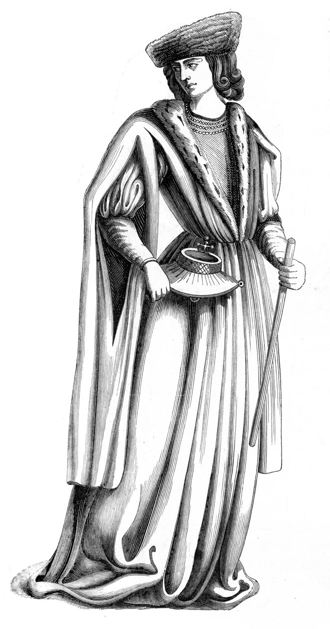 Een jonge edelman van het hof van koning Karel VIII van Frankrijk, 15e eeuw, 1849 door Unbekannt