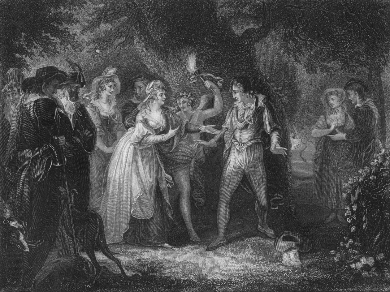 Act V Scene iv uit Zoals u het wilt, 19e eeuw door Unbekannt