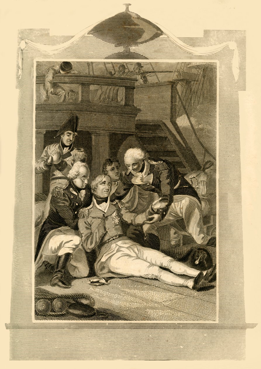Admiraal Lord Nelson dodelijk gewond op de Victory bij de Slag bij Trafalgar, 1805, 1816 door Unbekannt