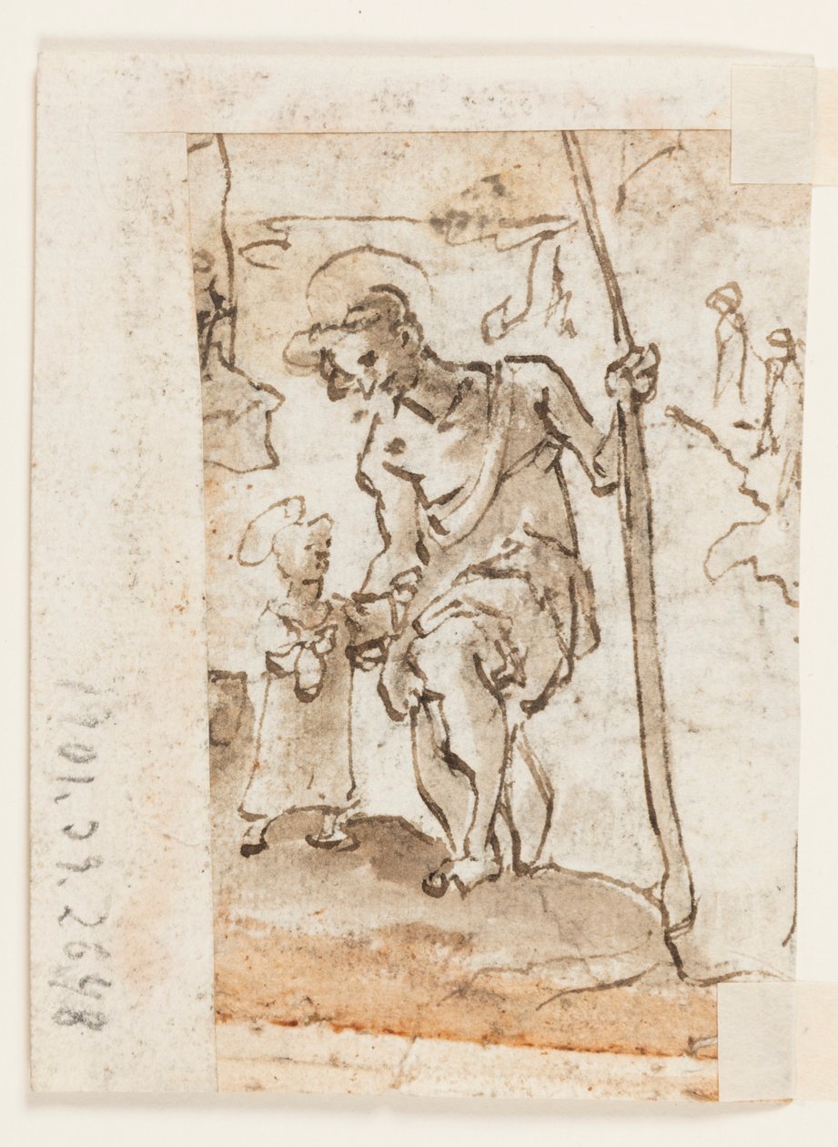 Aanbidding van de Wijzen, St. Christoffel en Christus Kind door Unbekannt