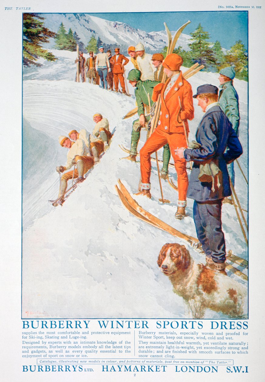 Advertentie voor Burberry wintersportkleding, 1928 door Unbekannt