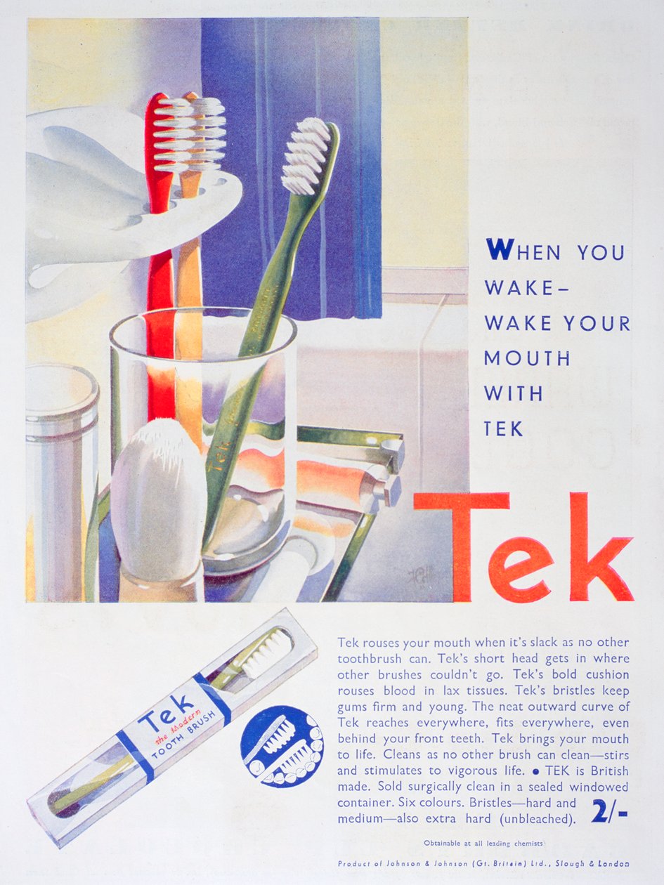 Advertentie voor Tek-tandenborstels, door Johnson en Johnson, 1931 door Unbekannt