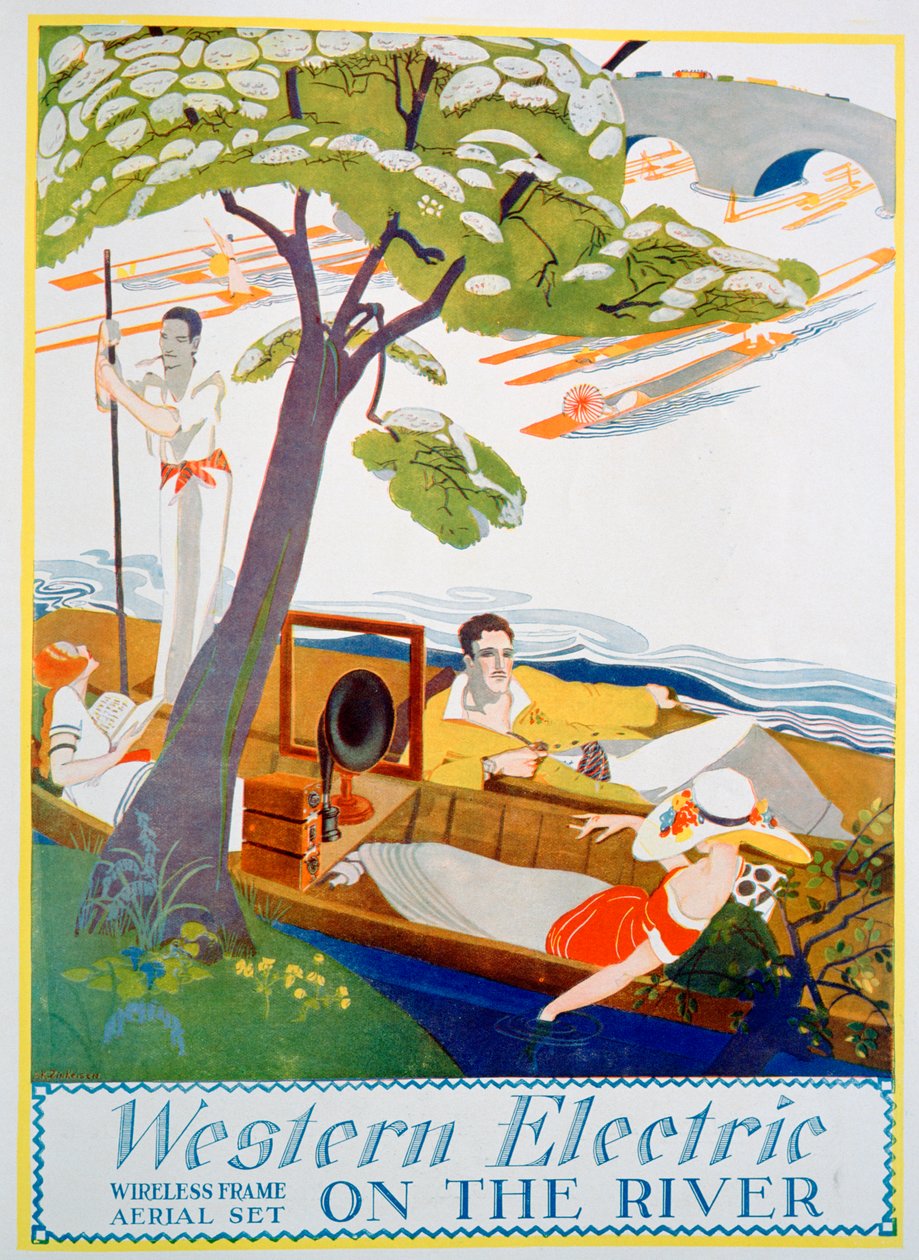 Advertentie voor Western Electric Company draadloze frame antennesets, 1923 door Unbekannt