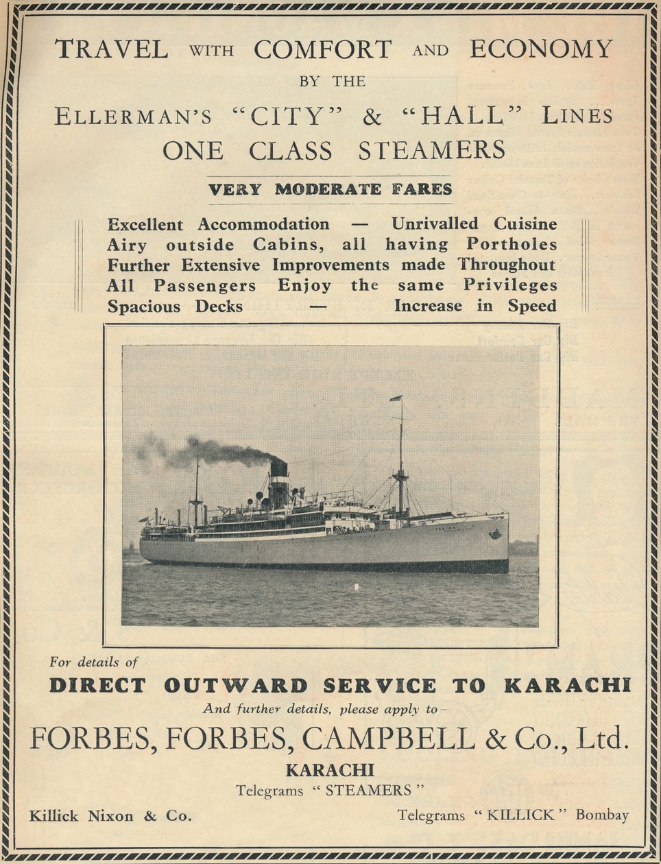 Advertentie voor Ellermans stoomschepen, 1936 door Unbekannt