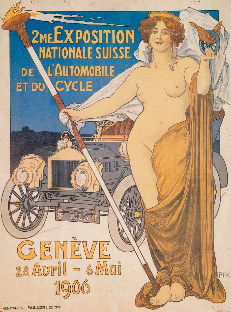Advertentie voor de Tweede Zwitserse Nationale Auto- en Fietstentoonstelling, Genève, 1906 door Unbekannt