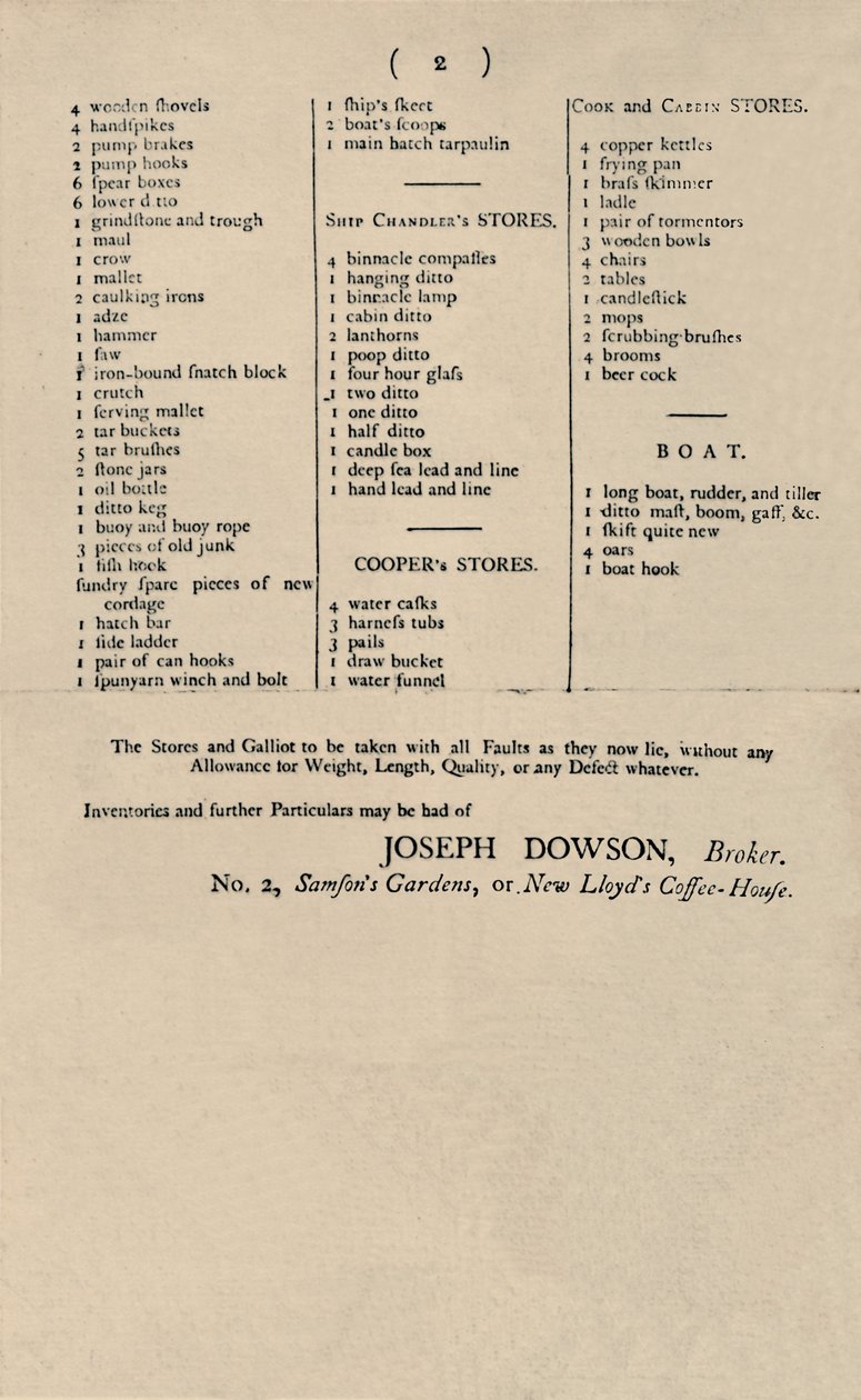 Advertentie van verkoop bij kaarslicht bij Lloyds, 1796, 1928 door Unbekannt