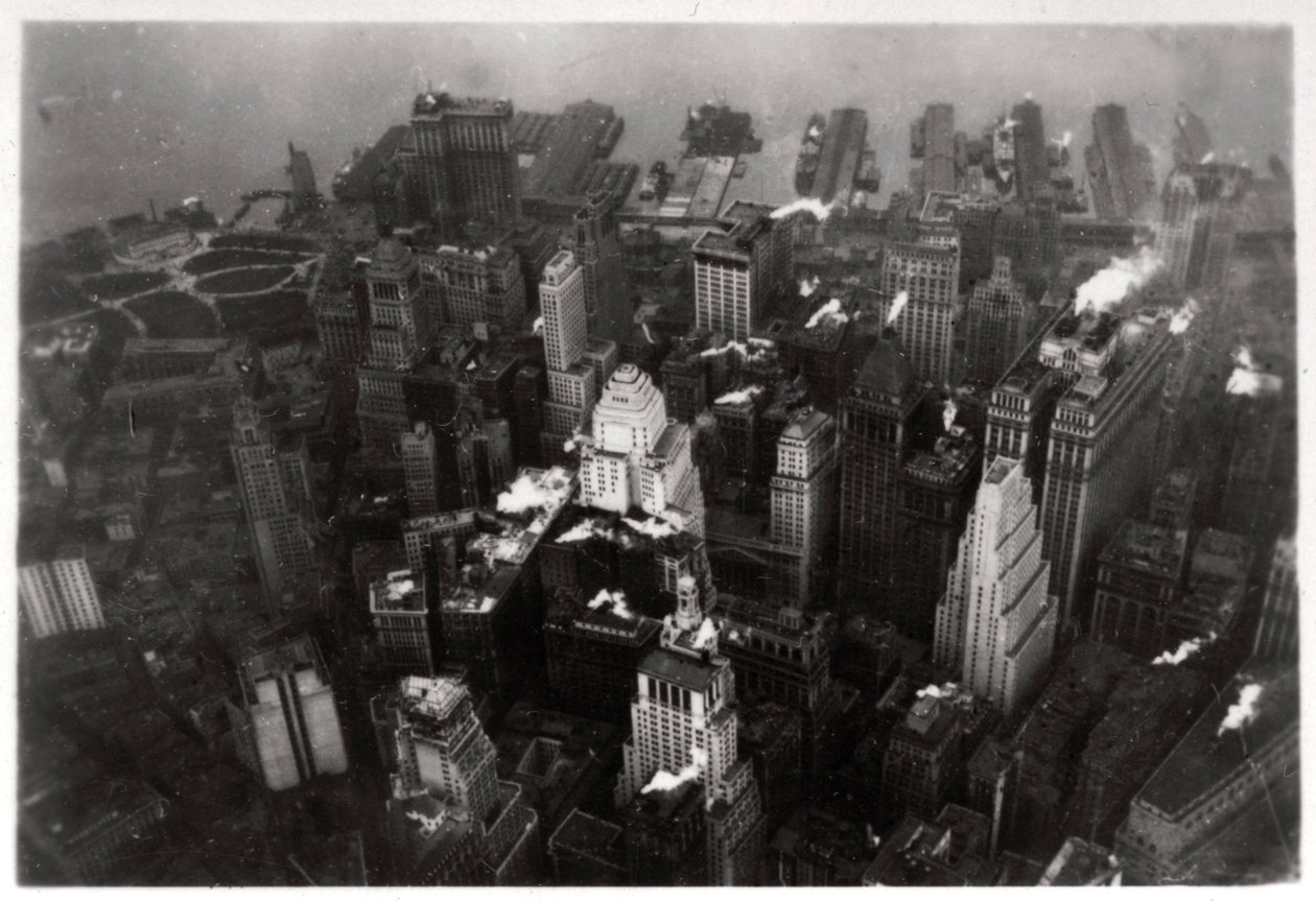 Luchtfoto van Manhattan, New York City, VS, vanuit een Zeppelin, 1928-1933 door Unbekannt